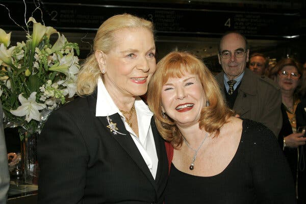 Mrs. Fortunoff, right, with the actress Lauren Bacall at an event in New York celebrating Fortunoff 25th anniversary. The company raised its profile by signing Ms. Bacall as a spokeswoman for its jewelry line.